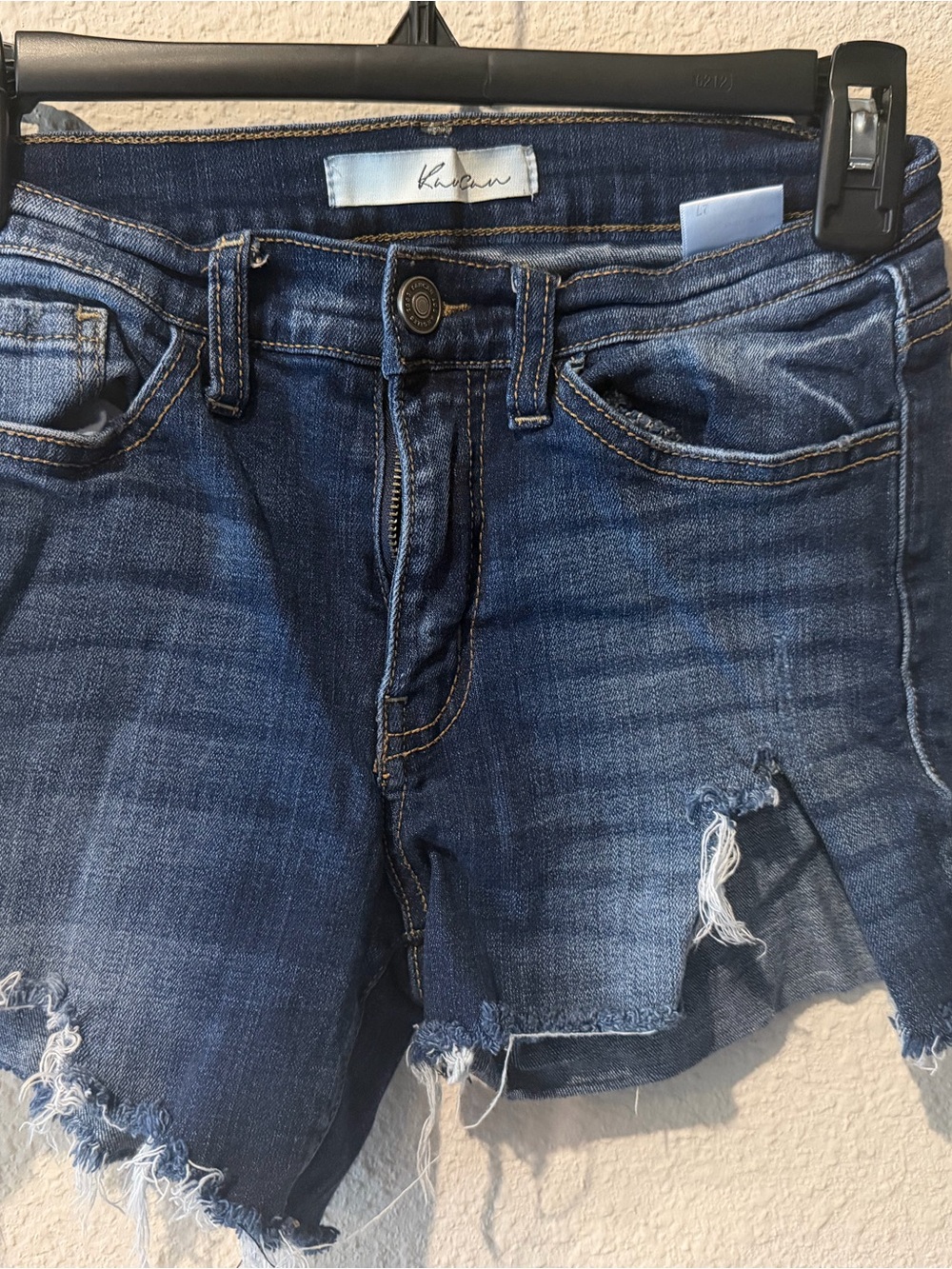 KanCan Dark Indigo Distressed Denim Cutoff Shorts